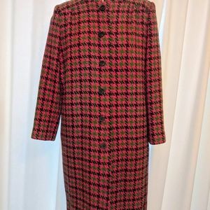 Vintage 1980s Donald Campbell Pink Houndstooth Tweed Coat